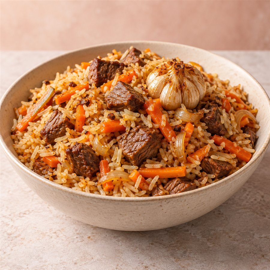 Homemade beef plov
