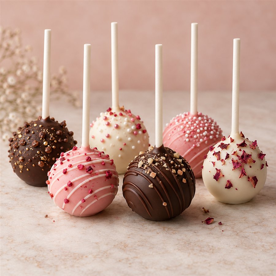 Decorated chocolate-dipped cake pops
