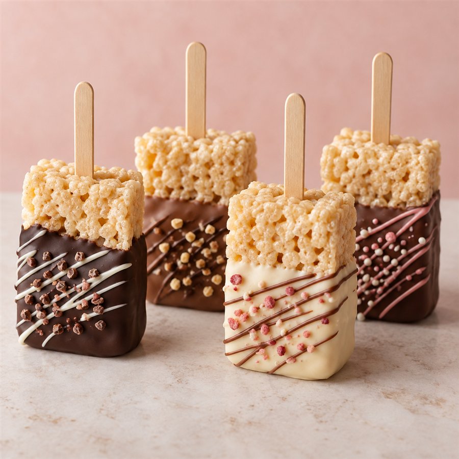 Chocolate-covered crispy marshmallow treats