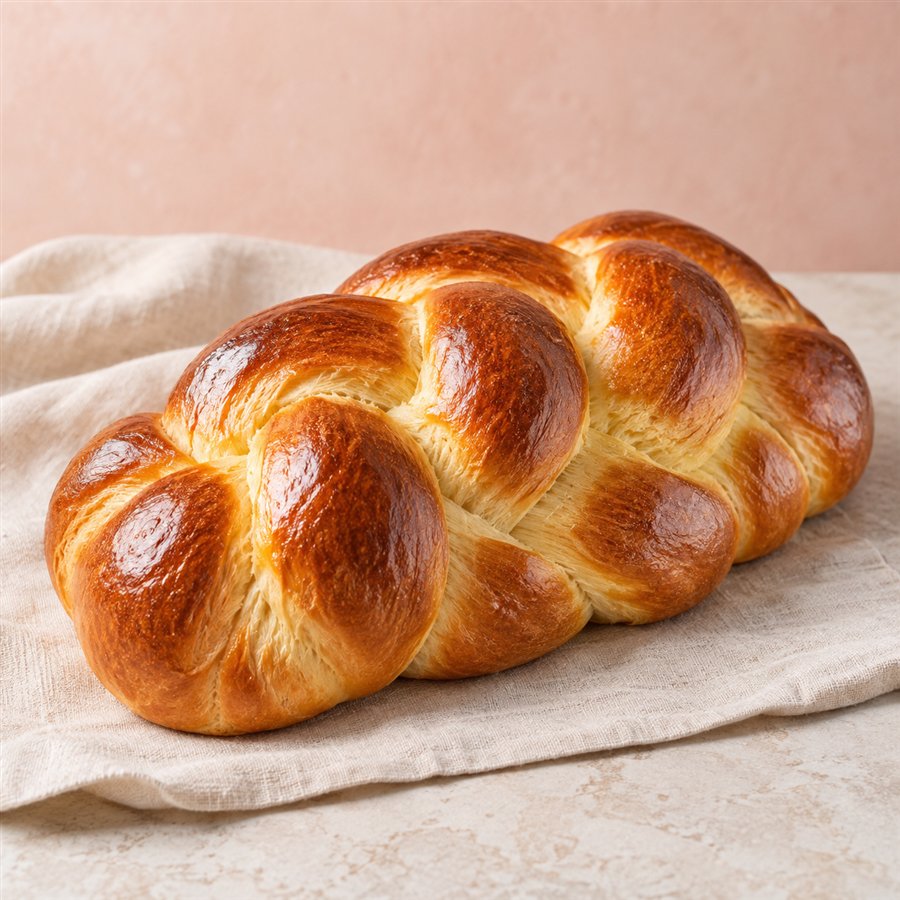 Freshly baked classic braided challah