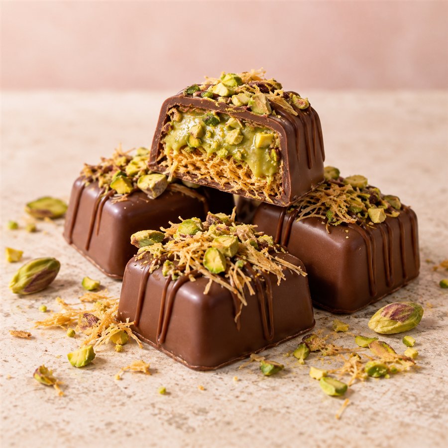 Mini Dubai chocolate filled with pistachio and kataifi