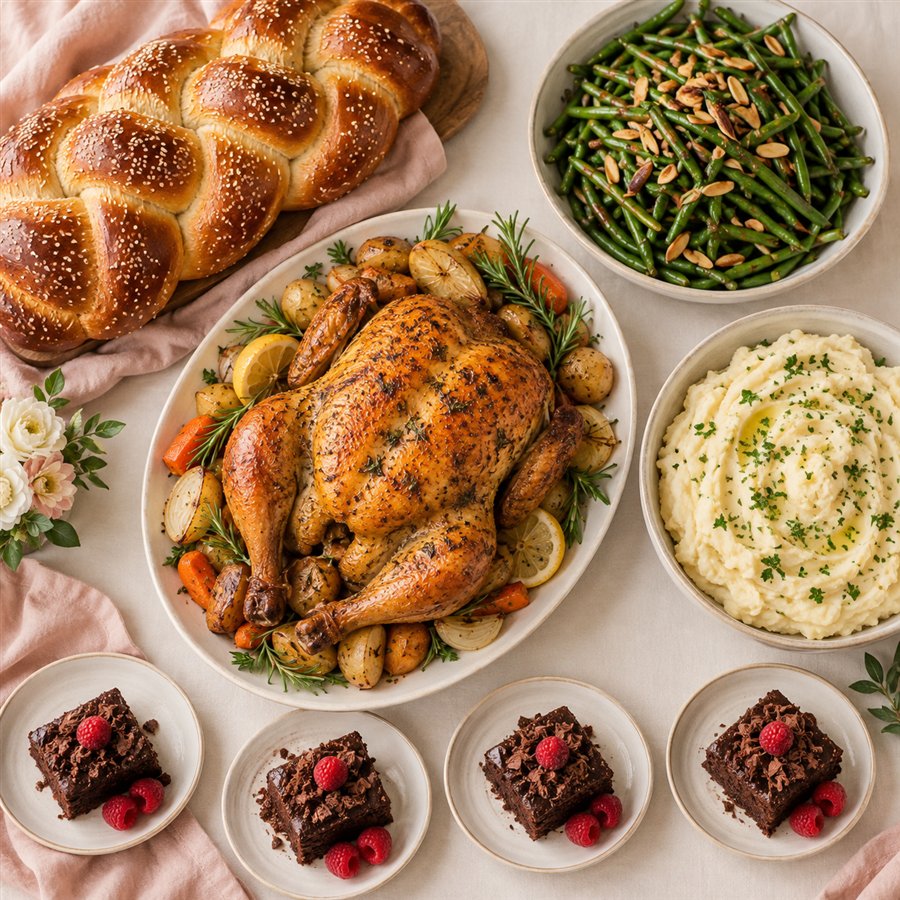 Shabbat dinner package arranged for four