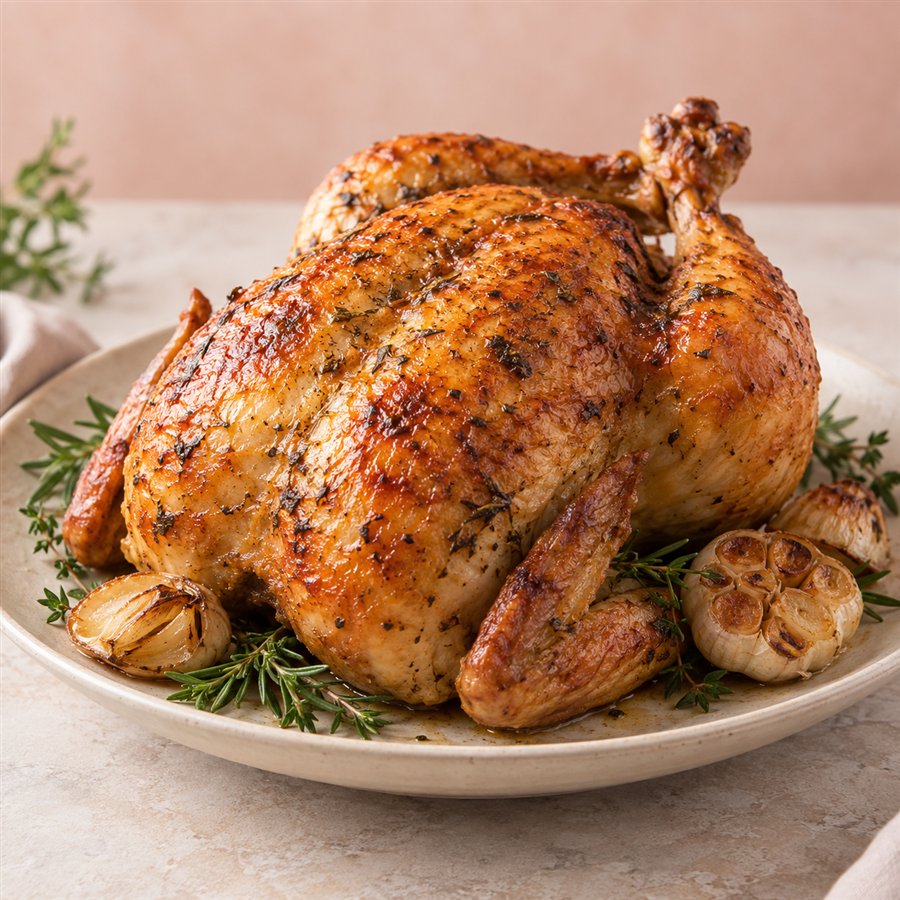 Homemade whole roasted chicken